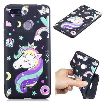 Candy Unicorn 3D Embossed Relief Black TPU Cell Phone Back Cover for Mi Xiaomi Redmi 6