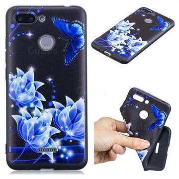 Blue Butterfly 3D Embossed Relief Black TPU Cell Phone Back Cover for Mi Xiaomi Redmi 6