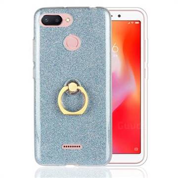Luxury Soft TPU Glitter Back Ring Cover with 360 Rotate Finger Holder Buckle for Mi Xiaomi Redmi 6 - Blue