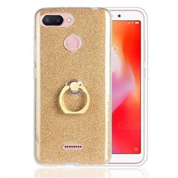 Luxury Soft TPU Glitter Back Ring Cover with 360 Rotate Finger Holder Buckle for Mi Xiaomi Redmi 6 - Golden