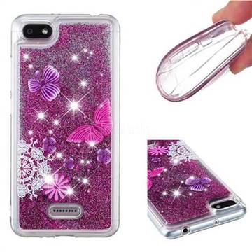 Purple Flower Butterfly Dynamic Liquid Glitter Quicksand Soft TPU Case for Mi Xiaomi Redmi 6