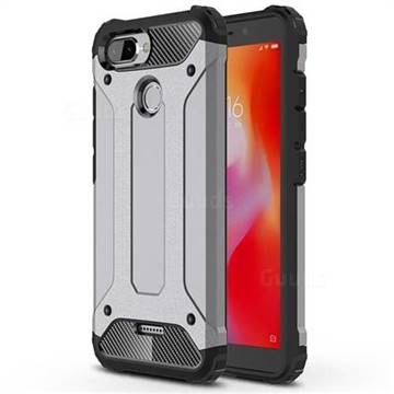 King Kong Armor Premium Shockproof Dual Layer Rugged Hard Cover for Mi Xiaomi Redmi 6 - Silver Grey