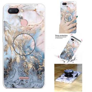 Golden Gray Marble Pop Stand Holder Varnish Phone Cover for Mi Xiaomi Redmi 6