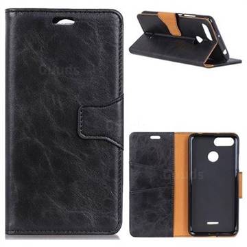 MURREN Luxury Crazy Horse PU Leather Wallet Phone Case for Mi Xiaomi Redmi 6 - Black