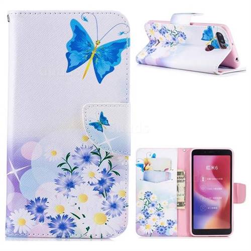 Butterflies Flowers Leather Wallet Case for Mi Xiaomi Redmi 6