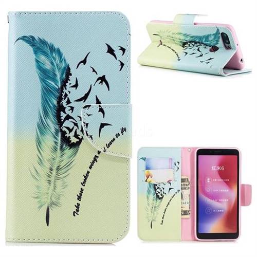 Feather Bird Leather Wallet Case for Mi Xiaomi Redmi 6