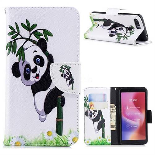 Bamboo Panda Leather Wallet Case for Mi Xiaomi Redmi 6