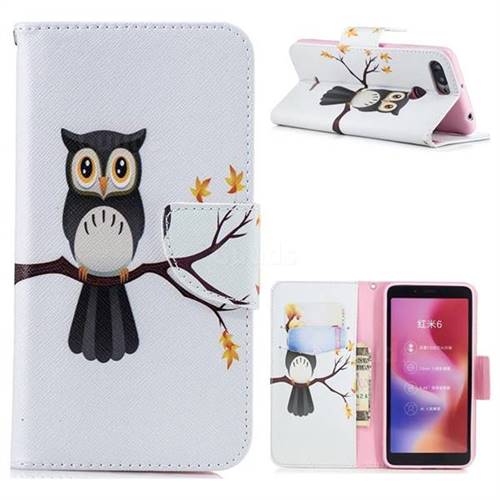 Owl on Tree Leather Wallet Case for Mi Xiaomi Redmi 6