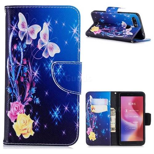 Yellow Flower Butterfly Leather Wallet Case for Mi Xiaomi Redmi 6