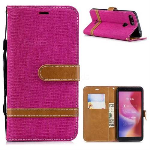 Jeans Cowboy Denim Leather Wallet Case for Mi Xiaomi Redmi 6 - Rose