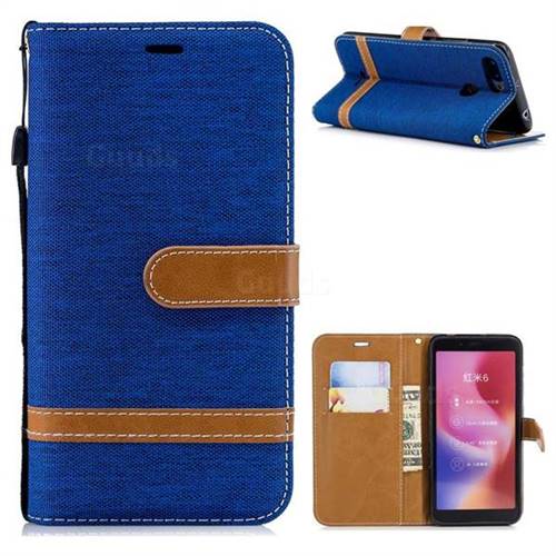 Jeans Cowboy Denim Leather Wallet Case for Mi Xiaomi Redmi 6 - Sapphire