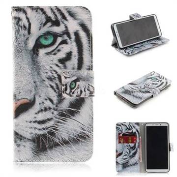 White Tiger PU Leather Wallet Case for Mi Xiaomi Redmi 6