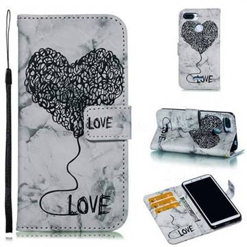 Marble Heart PU Leather Wallet Phone Case for Mi Xiaomi Redmi 6 - Black