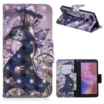 Purple Peacock 3D Painted Leather Wallet Phone Case for Mi Xiaomi Redmi 6