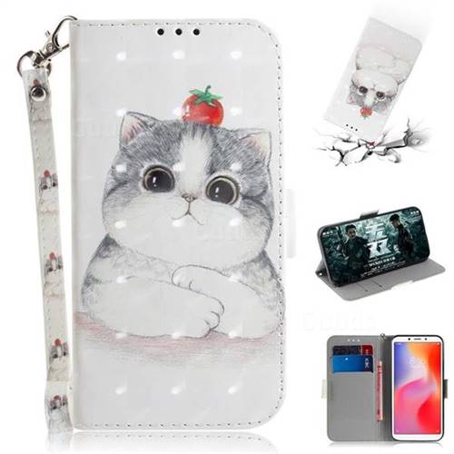 Cute Tomato Cat 3D Painted Leather Wallet Phone Case for Mi Xiaomi Redmi 6