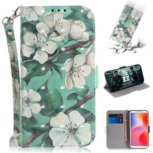 Watercolor Flower 3D Painted Leather Wallet Phone Case for Mi Xiaomi Redmi 6