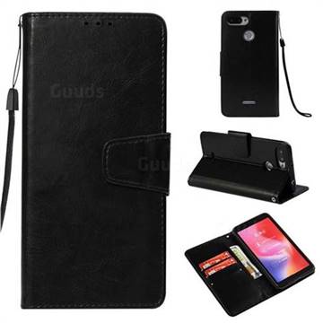Retro Phantom Smooth PU Leather Wallet Holster Case for Mi Xiaomi Redmi 6 - Black
