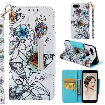 Fotus Flower Big Metal Buckle PU Leather Wallet Phone Case for Mi Xiaomi Redmi 6