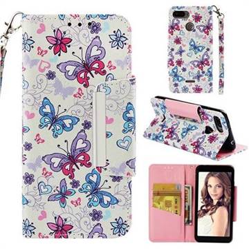 Colored Butterfly Big Metal Buckle PU Leather Wallet Phone Case for Mi Xiaomi Redmi 6
