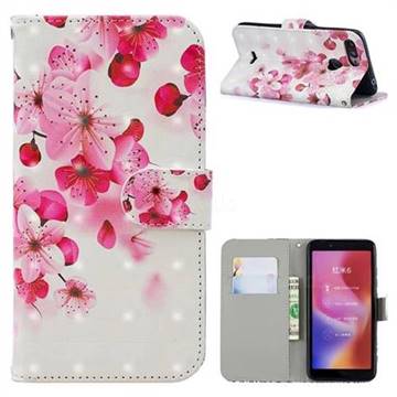 Red Flower 3D Painted Leather Phone Wallet Case for Mi Xiaomi Redmi 6