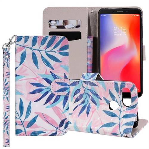 Green Leaf 3D Painted Leather Phone Wallet Case Cover for Mi Xiaomi Redmi 6