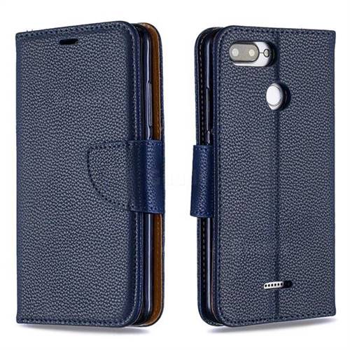 Classic Luxury Litchi Leather Phone Wallet Case for Mi Xiaomi Redmi 6 - Blue