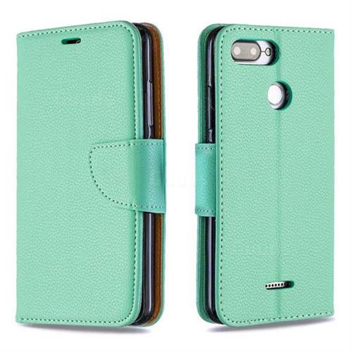 Classic Luxury Litchi Leather Phone Wallet Case for Mi Xiaomi Redmi 6 - Green