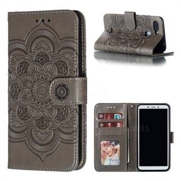 Intricate Embossing Datura Solar Leather Wallet Case for Mi Xiaomi Redmi 6 - Gray