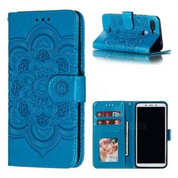 Intricate Embossing Datura Solar Leather Wallet Case for Mi Xiaomi Redmi 6 - Blue