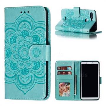 Intricate Embossing Datura Solar Leather Wallet Case for Mi Xiaomi Redmi 6 - Green