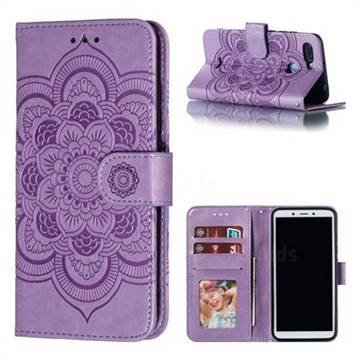 Intricate Embossing Datura Solar Leather Wallet Case for Mi Xiaomi Redmi 6 - Purple