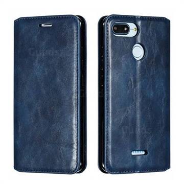 Retro Slim Magnetic Crazy Horse PU Leather Wallet Case for Mi Xiaomi Redmi 6 - Blue