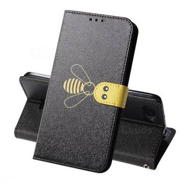 Silk Texture Bee Pattern Leather Phone Case for Mi Xiaomi Redmi 6 - Black
