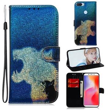 Cat and Leopard Laser Shining Leather Wallet Phone Case for Mi Xiaomi Redmi 6