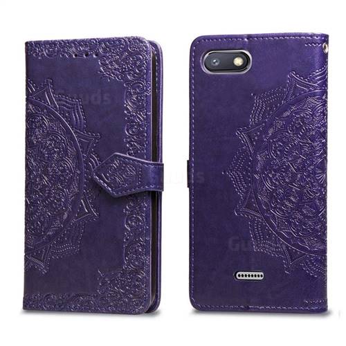 Embossing Imprint Mandala Flower Leather Wallet Case for Mi Xiaomi Redmi 6 - Purple