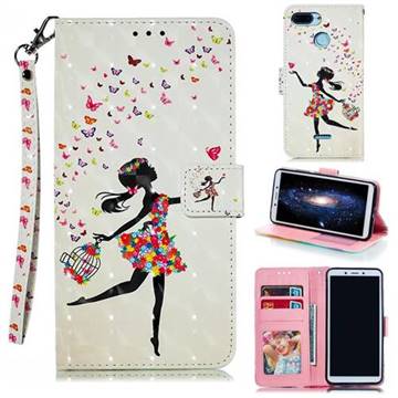 Flower Girl 3D Painted Leather Phone Wallet Case for Mi Xiaomi Redmi 6
