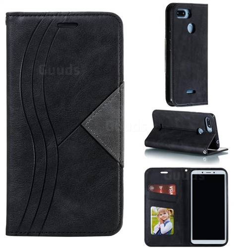 Retro S Streak Magnetic Leather Wallet Phone Case for Mi Xiaomi Redmi 6 - Black