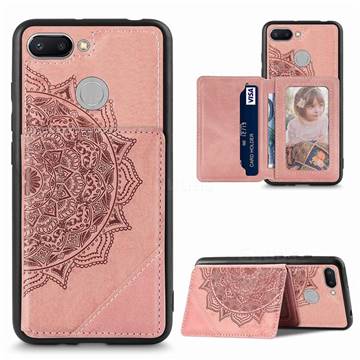 Mandala Flower Cloth Multifunction Stand Card Leather Phone Case for Mi Xiaomi Redmi 6 - Rose Gold