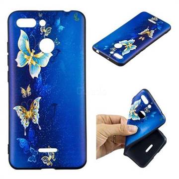 Golden Butterflies 3D Embossed Relief Black Soft Back Cover for Mi Xiaomi Redmi 6A