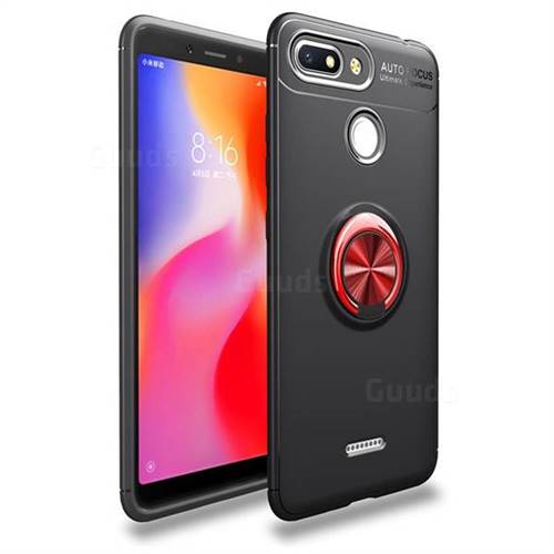 Auto Focus Invisible Ring Holder Soft Phone Case for Mi Xiaomi Redmi 6A - Black Red