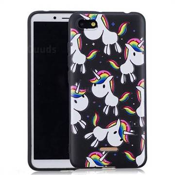 Rainbow Unicorn 3D Embossed Relief Black Soft Back Cover for Mi Xiaomi Redmi 6A