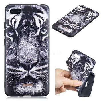 White Tiger 3D Embossed Relief Black TPU Cell Phone Back Cover for Mi Xiaomi Redmi 6A