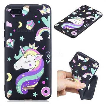 Candy Unicorn 3D Embossed Relief Black TPU Cell Phone Back Cover for Mi Xiaomi Redmi 6A