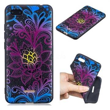Colorful Lace 3D Embossed Relief Black TPU Cell Phone Back Cover for Mi Xiaomi Redmi 6A