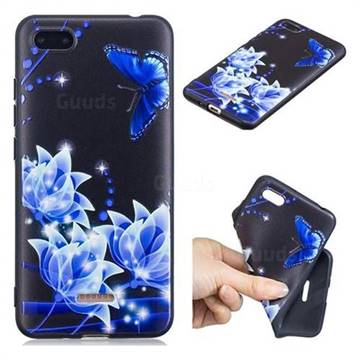 Blue Butterfly 3D Embossed Relief Black TPU Cell Phone Back Cover for Mi Xiaomi Redmi 6A