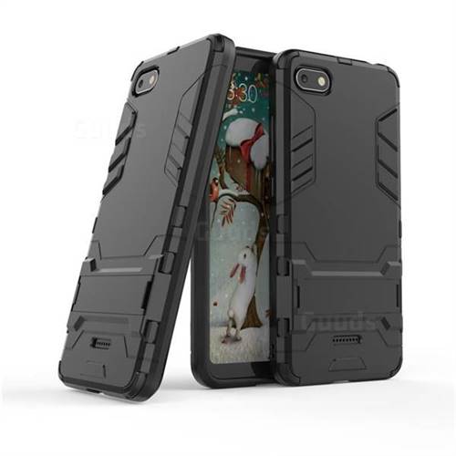 Armor Premium Tactical Grip Kickstand Shockproof Dual Layer Rugged Hard Cover for Mi Xiaomi Redmi 6A - Black