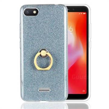 Luxury Soft TPU Glitter Back Ring Cover with 360 Rotate Finger Holder Buckle for Mi Xiaomi Redmi 6A - Blue