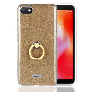 Luxury Soft TPU Glitter Back Ring Cover with 360 Rotate Finger Holder Buckle for Mi Xiaomi Redmi 6A - Golden