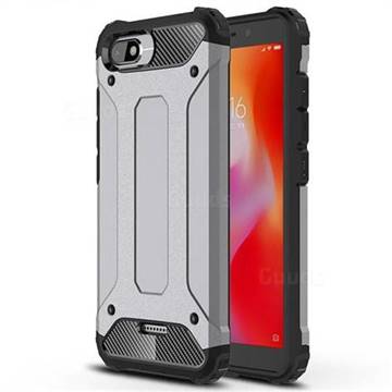 King Kong Armor Premium Shockproof Dual Layer Rugged Hard Cover for Mi Xiaomi Redmi 6A - Silver Grey