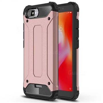 King Kong Armor Premium Shockproof Dual Layer Rugged Hard Cover for Mi Xiaomi Redmi 6A - Rose Gold